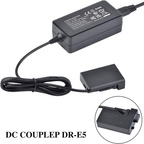 Hisewen ACK-E5 AC محول الطاقة DR-E5 DC المقرنة LP-E5 الدمية بطارية لكاميرات Canon EOS Rebel XSi XS T1i 450D 500D 1000D Kiss F X2 X3 DSLR. in Kuwait