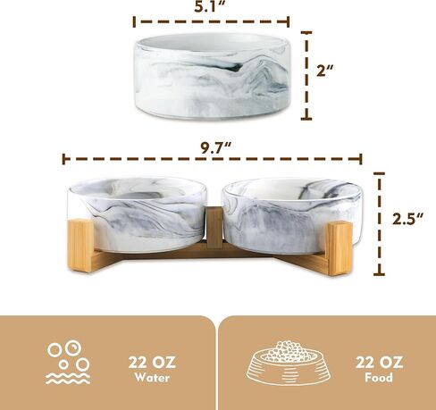 أوعية للقطط للطعام والماء، أوعية للقطط من السيراميك مع حامل خشبي، أوعية لإطعام القطط للقطط الداخلية، أوعية طعام للحيوانات الأليفة للكلاب والقطط الصغيرة والمتوسطة الحجم، وأطباق طعام ومياه للقطط، تصميم عصري in Kuwait