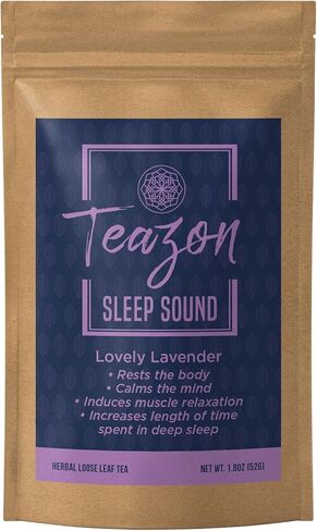 Sleep Sound Lovely Lavender Teazon Loose Leaf Tea | USA Formula | Deep Body Rest Calms Mind and Relaxes Muscles Healing DNA Athletic Workout Recovery | Resealable Bag 20 servings (1.8 oz) in Saudi Arabia