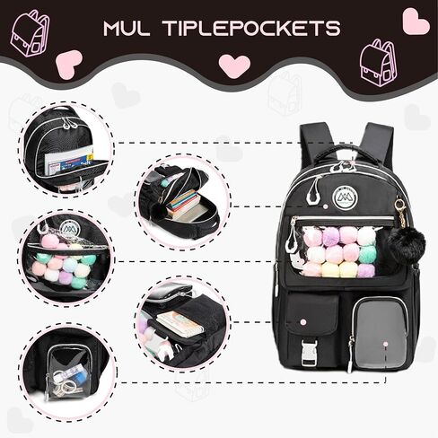 ZBAOGTW Cute Backpack for Girls Aesthetic Backpack School Backpack for Girls Backpack with Lunch Box Back to School Supplies in Saudi Arabia