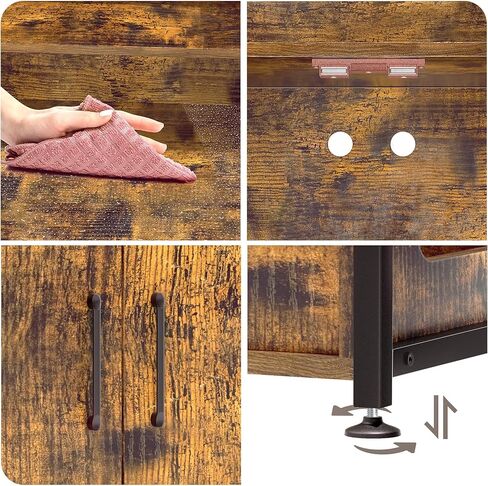 Herture Litter Box Enclosure with Shelves, Wood Cat Litter Box Furniture Hidden, with Storage adn Door, Cat Washroom Furniture, Fit Most of Litter Box, Rustic Brown PG04MWN in Kuwait