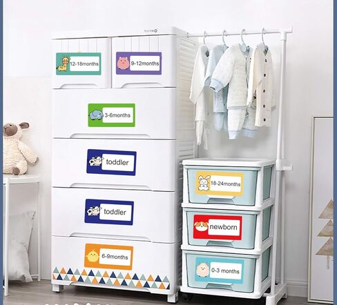 Nursery Clothes Drawer Labels 2X4 inch Color Cute Animal Pattern Dresser Stickers 8 Design Baby Bin Organization Labels for Boys,Girls Drawers,Closet Items in Saudi Arabia