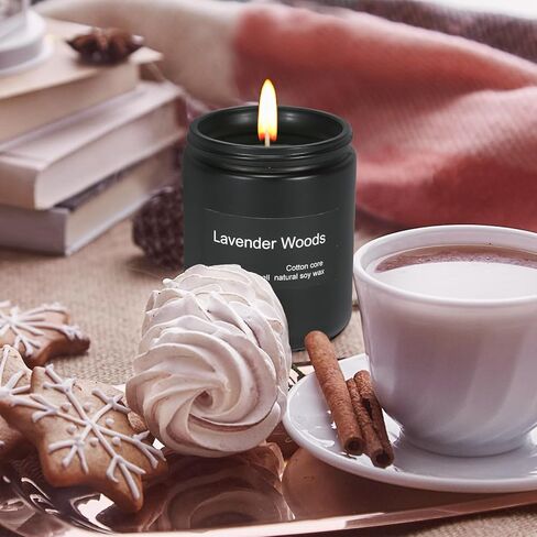 شمعة معطرة للمنزل، شموع الربيع، شمعة جرة سوداء، شمع الصويا الطبيعي، شموع حرق طويلة الأمد، شمعة عطلة، للرجال والنساء هدايا الشموع، 7 أوقية 50 ساعة حرق (خشب الصندل الوردي، 7 أوقية، أسود) in Saudi Arabia