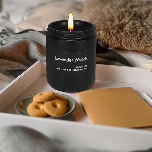 شمعة معطرة للمنزل، شموع الربيع، شمعة جرة سوداء، شمع الصويا الطبيعي، شموع حرق طويلة الأمد، شمعة عطلة، للرجال والنساء هدايا الشموع، 7 أوقية 50 ساعة حرق (خشب الصندل الوردي، 7 أوقية، أسود) in Saudi Arabia