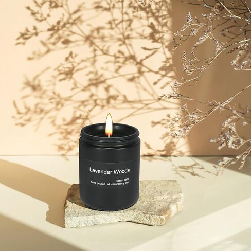 شمعة معطرة للمنزل، شموع الربيع، شمعة جرة سوداء، شمع الصويا الطبيعي، شموع حرق طويلة الأمد، شمعة عطلة، للرجال والنساء هدايا الشموع، 7 أوقية 50 ساعة حرق (خشب الصندل الوردي، 7 أوقية، أسود) in Saudi Arabia