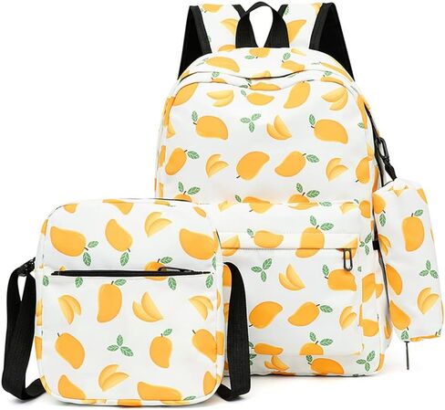 FENGJINRUHUA حقيبة المدرسة الطباعة الهندسية ثلاث قطع مجموعة الترفيه في سن المراهقة المدرسة المتوسطة بنين بنات حقيبة كتب خفيفة الوزن in Kuwait