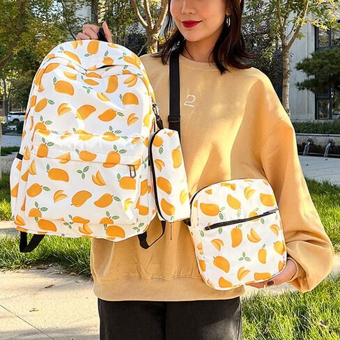 FENGJINRUHUA حقيبة المدرسة الطباعة الهندسية ثلاث قطع مجموعة الترفيه في سن المراهقة المدرسة المتوسطة بنين بنات حقيبة كتب خفيفة الوزن in Kuwait