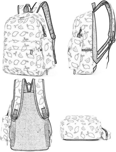 FENGJINRUHUA حقيبة المدرسة الطباعة الهندسية ثلاث قطع مجموعة الترفيه في سن المراهقة المدرسة المتوسطة بنين بنات حقيبة كتب خفيفة الوزن in Kuwait