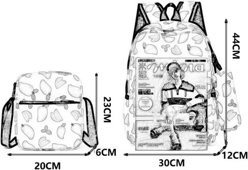 FENGJINRUHUA حقيبة المدرسة الطباعة الهندسية ثلاث قطع مجموعة الترفيه في سن المراهقة المدرسة المتوسطة بنين بنات حقيبة كتب خفيفة الوزن in Kuwait