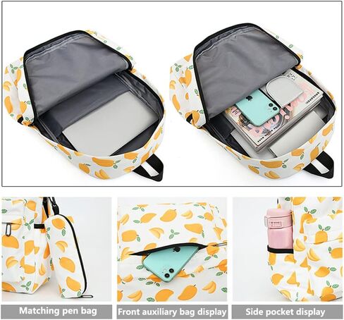 FENGJINRUHUA حقيبة المدرسة الطباعة الهندسية ثلاث قطع مجموعة الترفيه في سن المراهقة المدرسة المتوسطة بنين بنات حقيبة كتب خفيفة الوزن in Kuwait