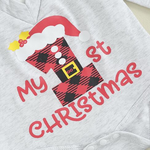 YINGISFITM My First Christmas Baby Boy الزي الوليد شهم رومبير نيسيي منقوشة السراويل مجموعات ملابس عيد الميلاد in Saudi Arabia