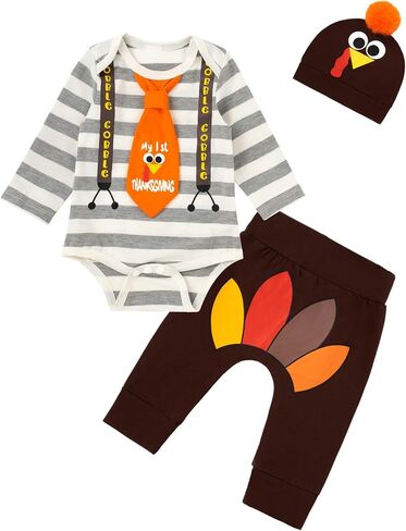 My First Thanksgiving Baby Boy Girl Turkey Outfit Long Sleeve Clothes in Saudi Arabia