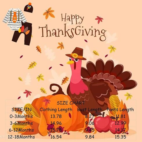 My First Thanksgiving Baby Boy Girl Turkey Outfit Long Sleeve Clothes in Saudi Arabia