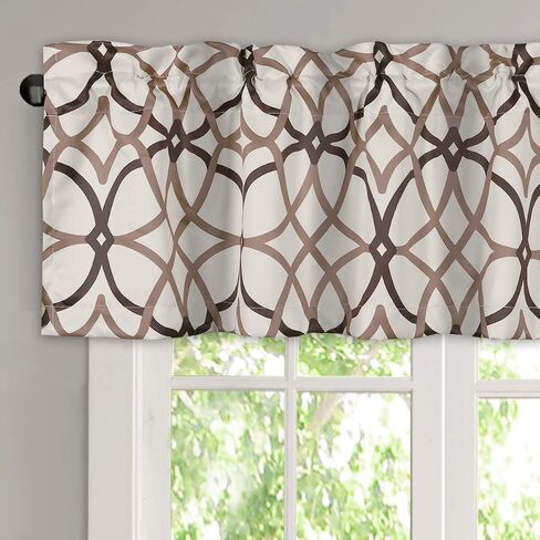 H.VERSAILTEX Blackout Curtain Valances for Kitchen/Bathroom - Thermal Insulated Window Valances for Living Room/Bedroom Rod Pocket Short Curtain 1 Panel, 52x18 inch, Geo in Taupe and Brown in Saudi Arabia