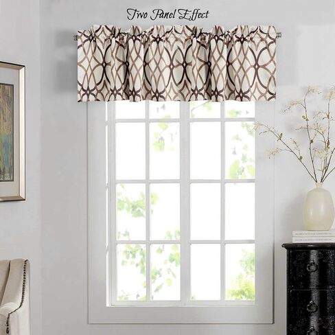 H.VERSAILTEX Blackout Curtain Valances for Kitchen/Bathroom - Thermal Insulated Window Valances for Living Room/Bedroom Rod Pocket Short Curtain 1 Panel, 52x18 inch, Geo in Taupe and Brown in Saudi Arabia