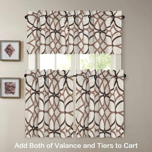 H.VERSAILTEX Blackout Curtain Valances for Kitchen/Bathroom - Thermal Insulated Window Valances for Living Room/Bedroom Rod Pocket Short Curtain 1 Panel, 52x18 inch, Geo in Taupe and Brown in Saudi Arabia