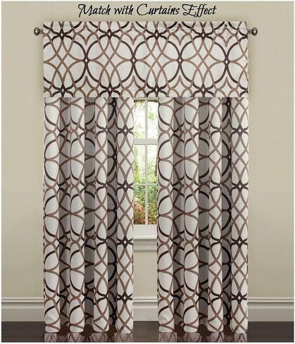 H.VERSAILTEX Blackout Curtain Valances for Kitchen/Bathroom - Thermal Insulated Window Valances for Living Room/Bedroom Rod Pocket Short Curtain 1 Panel, 52x18 inch, Geo in Taupe and Brown in Saudi Arabia