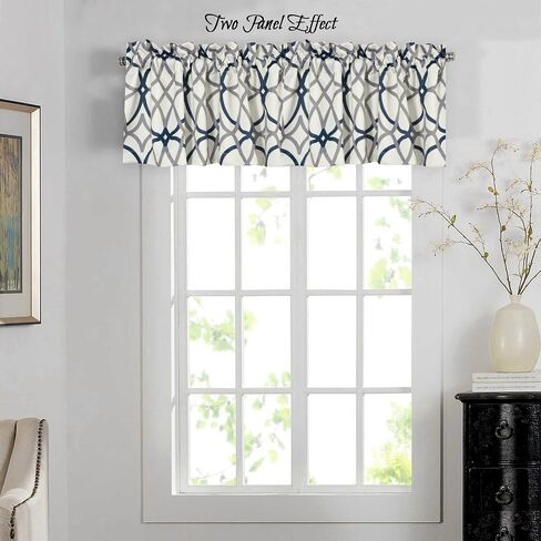 H.VERSAILTEX Blackout Curtain Valances for Kitchen/Bathroom - Thermal Insulated Window Valances for Living Room/Bedroom Rod Pocket Short Curtain 1 Panel, 52x18 inch, Geo in Taupe and Brown in Saudi Arabia