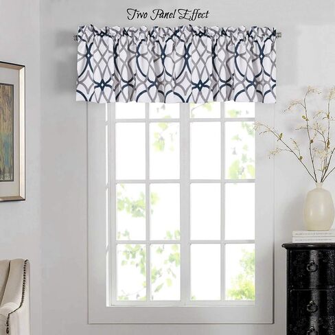 H.VERSAILTEX Blackout Curtain Valances for Kitchen/Bathroom - Thermal Insulated Window Valances for Living Room/Bedroom Rod Pocket Short Curtain 1 Panel, 52x18 inch, Geo in Taupe and Brown in Saudi Arabia