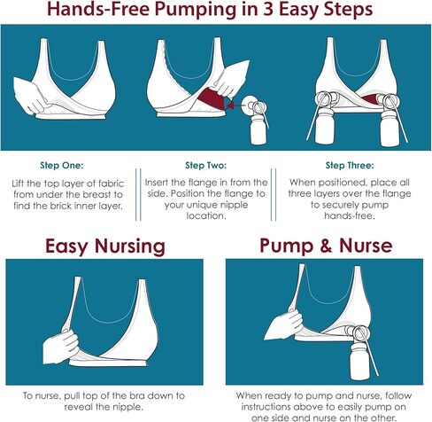 حمالة صدر للرضاعة قابلة للتعديل مع مضخة كلاسيكية بدون استخدام اليدين من رومينا. مثالية لمضخات الرضاعة الطبيعية من سبكترا وميديلا ولانسينو وما إلى ذلك، نود إس in Kuwait