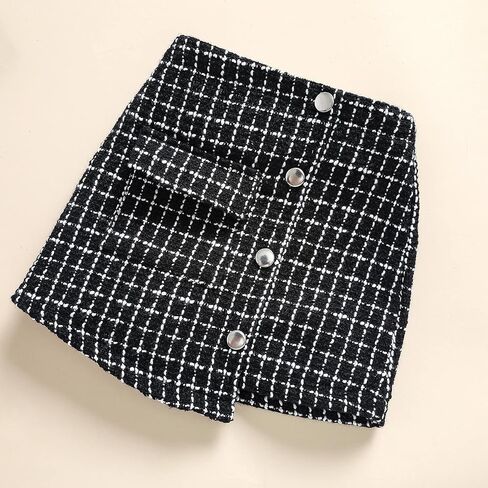 Toddler Baby Girl Skirt Outfit Long Sleeve Turtleneck Sweaters + Plaid Mini Skirts Set Fall Winter Clothes in Saudi Arabia