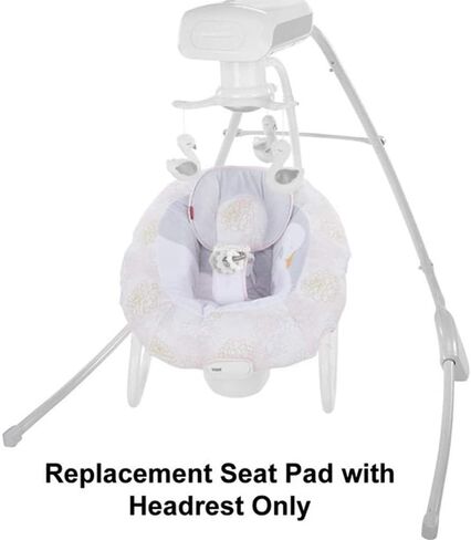 قطع غيار Ele Toys لـ Fisher-Price Cradle 'n Swing - 2 في 1 ديلوكس ماي سويت سوان FLG86 - وسادة مقعد بديلة مع مسند للرأس - زهور وردية ورمادية وبجعة، 15.0 أونصة in Kuwait