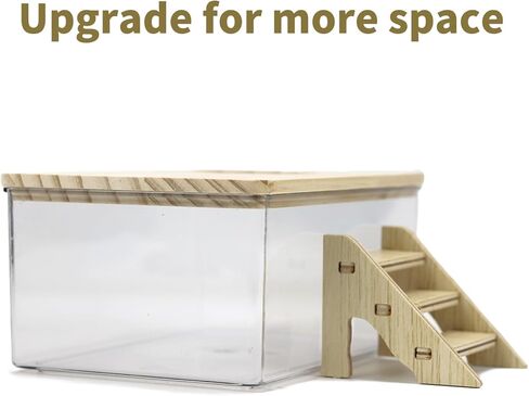 اماكونفت مجموعة حمام رمل الهامستر مع غطاء وسلم تسلق، صندوق رمل شفاف للحفر للحيوانات الصغيرة in Kuwait