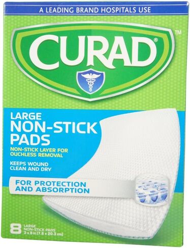 Curad Large Non-Stick Pads 3 Inches X 8 Inches 8 Each in Saudi Arabia