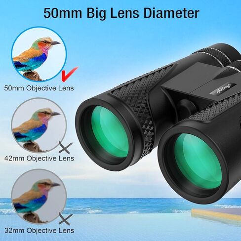 مناظير Allkeys 16X50 للبالغين والأطفال، مناظير احترافية عالية الدقة مع رؤية ليلية منخفضة الإضاءة، مناظير مقاومة للماء بعرض كبير 23 مم لمشاهدة الطيور والصيد والرياضات الخارجية والحفلات الموسيقية in Kuwait