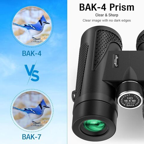 مناظير Allkeys 16X50 للبالغين والأطفال، مناظير احترافية عالية الدقة مع رؤية ليلية منخفضة الإضاءة، مناظير مقاومة للماء بعرض كبير 23 مم لمشاهدة الطيور والصيد والرياضات الخارجية والحفلات الموسيقية in Kuwait