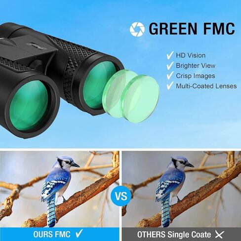 مناظير Allkeys 16X50 للبالغين والأطفال، مناظير احترافية عالية الدقة مع رؤية ليلية منخفضة الإضاءة، مناظير مقاومة للماء بعرض كبير 23 مم لمشاهدة الطيور والصيد والرياضات الخارجية والحفلات الموسيقية in Kuwait