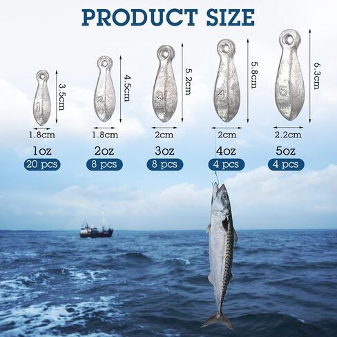 Glimin Fishing Weights Sinker Kit Rig Fishing Weights Sinker Weights Bank Sinker Saltwater Fishing Sinkers Bass Fishing Casting in 1 Oz, 2 Oz, 3 Oz, 4 Oz, 5 Oz, 6 oz in Saudi Arabia