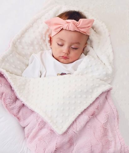 BUTTZO Baby Blanket for Boys Girls Toddlers,Fuzzy Soft Warm Cozy Minky Dot Receiving Blanket,Baby Newborn Blanket Shower Gifts (Pink, 30 X 40 inch) in Saudi Arabia
