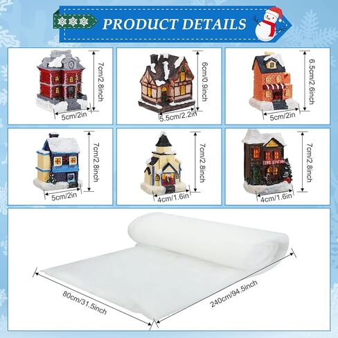 22 Pieces Christmas Village Sets Led Lighted Christmas Village Houses with Figurines Resin Desktop Miniature Christmas Trees Decoration Fluffy Christmas Snow Blankets Mini Santa Claus Figurines in Saudi Arabia