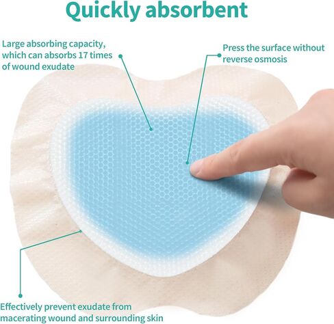 Silicone Foam Dressing with Border Adhesive - Highly Absorbent Waterproof Wound Dressing Bandage for Wound Care, Foot Diabetic Ulcer, Leg Ulcer, 3" x 3", 10 Pack, FSA HSA Eligible in Kuwait