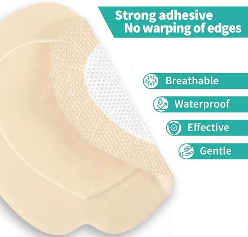 Silicone Foam Dressing with Border Adhesive - Highly Absorbent Waterproof Wound Dressing Bandage for Wound Care, Foot Diabetic Ulcer, Leg Ulcer, 3" x 3", 10 Pack, FSA HSA Eligible in Kuwait