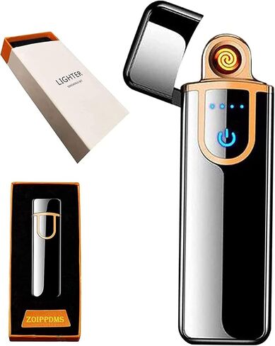 ولاعة كهربائية، ولاعة إلكترونية ذكية، ولاعة قابلة لإعادة الشحن عبر USB ولاعة عديمة اللهب مقاومة للرياح ولاعة بلازما للنار، والشواء، والألعاب النارية، والشموع، والتخييم - في الهواء الطلق في الداخل (أسود نقي) in Kuwait