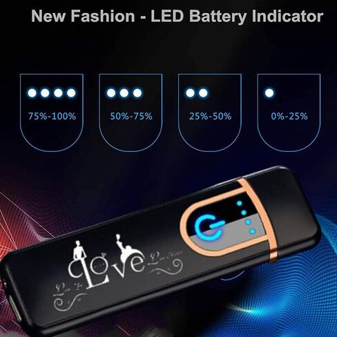 ولاعة كهربائية، ولاعة إلكترونية ذكية، ولاعة قابلة لإعادة الشحن عبر USB ولاعة عديمة اللهب مقاومة للرياح ولاعة بلازما للنار، والشواء، والألعاب النارية، والشموع، والتخييم - في الهواء الطلق في الداخل (أسود نقي) in Kuwait