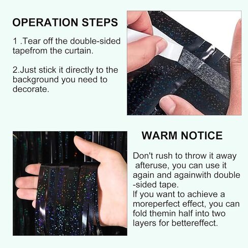 2 حزمة 3.2 قدم × 9.8 قدم بلينغ الأسود بهرج الستار حزب خلفية الزينة، معدنية احباط هامش خلفية الباب لجميع القديسين، عيد الميلاد، عيد ميلاد التخرج حفل زفاف اللافتات خلفية الصورة. in Kuwait