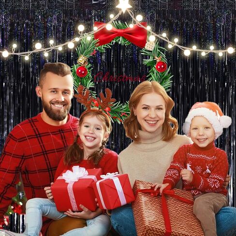 2 حزمة 3.2 قدم × 9.8 قدم بلينغ الأسود بهرج الستار حزب خلفية الزينة، معدنية احباط هامش خلفية الباب لجميع القديسين، عيد الميلاد، عيد ميلاد التخرج حفل زفاف اللافتات خلفية الصورة. in Kuwait