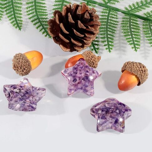 مجموعة Yatming مكونة من 5 أحجار جيب مصقولة على شكل نجمة، حجر النخيل الكريستالي المعالج لريكي التأمل، الزبرجد in Kuwait