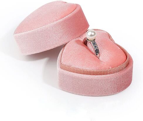 JZTang صندوق خاتم مخملي على شكل قلب، حامل عرض حلقة واحدة، صندوق تخزين مجوهرات أنيق، هدية لاقتراح الخطوبة، الذكرى السنوية، حفل عيد الميلاد in Kuwait
