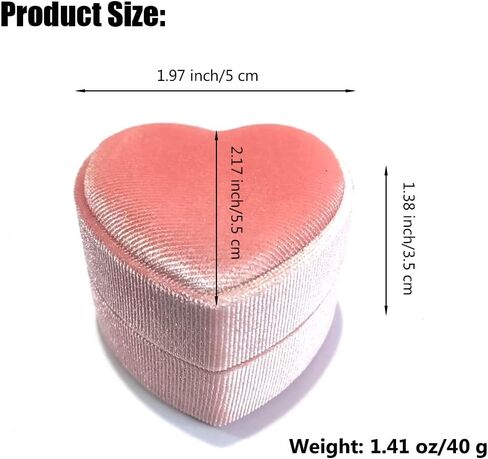 JZTang صندوق خاتم مخملي على شكل قلب، حامل عرض حلقة واحدة، صندوق تخزين مجوهرات أنيق، هدية لاقتراح الخطوبة، الذكرى السنوية، حفل عيد الميلاد in Kuwait