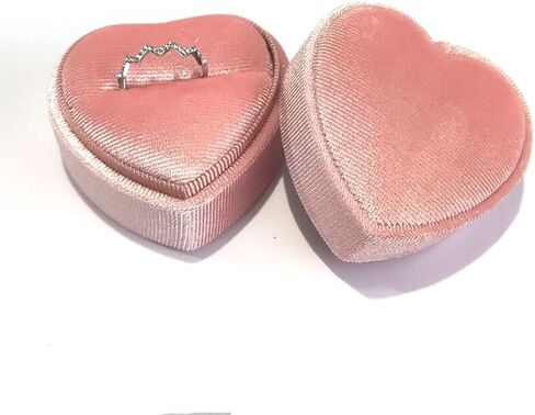 JZTang صندوق خاتم مخملي على شكل قلب، حامل عرض حلقة واحدة، صندوق تخزين مجوهرات أنيق، هدية لاقتراح الخطوبة، الذكرى السنوية، حفل عيد الميلاد in Kuwait