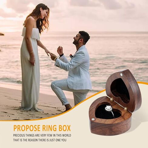 HMGF WOOD Black Walnut Wedding Ring Box Velvet Soft Interior Jewelry Chest Organizer Earrings Jewelry Wooden Presentation Ring Box in Kuwait
