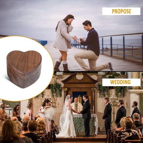 HMGF WOOD Black Walnut Wedding Ring Box Velvet Soft Interior Jewelry Chest Organizer Earrings Jewelry Wooden Presentation Ring Box in Kuwait