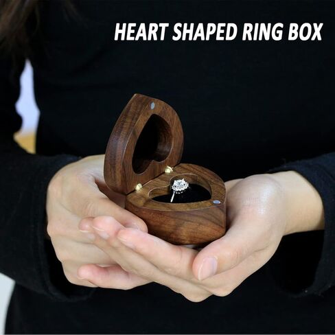 HMGF WOOD Black Walnut Wedding Ring Box Velvet Soft Interior Jewelry Chest Organizer Earrings Jewelry Wooden Presentation Ring Box in Kuwait