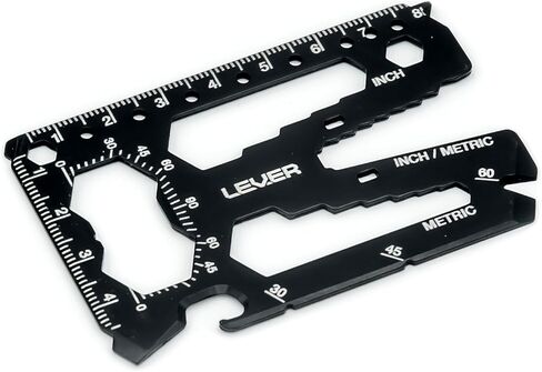 Lever Gear Toolcard Pro - أداة متعددة لبطاقات الائتمان 40 في 1. بطاقة أداة محفظة بطاقات البقاء رفيعة وبسيطة. أداة جيب للبطاقات متعددة الأدوات معتمدة من إدارة أمن المواصلات الأمريكية. (فضة) in Kuwait