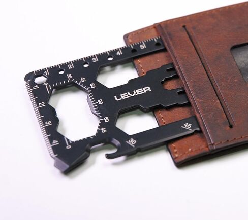Lever Gear Toolcard Pro - أداة متعددة لبطاقات الائتمان 40 في 1. بطاقة أداة محفظة بطاقات البقاء رفيعة وبسيطة. أداة جيب للبطاقات متعددة الأدوات معتمدة من إدارة أمن المواصلات الأمريكية. (فضة) in Kuwait