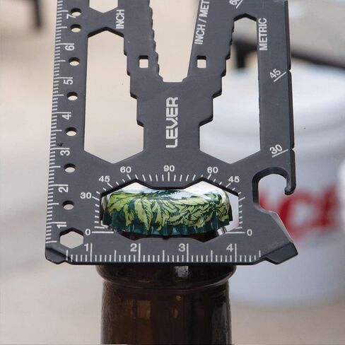 Lever Gear Toolcard Pro - أداة متعددة لبطاقات الائتمان 40 في 1. بطاقة أداة محفظة بطاقات البقاء رفيعة وبسيطة. أداة جيب للبطاقات متعددة الأدوات معتمدة من إدارة أمن المواصلات الأمريكية. (فضة) in Kuwait